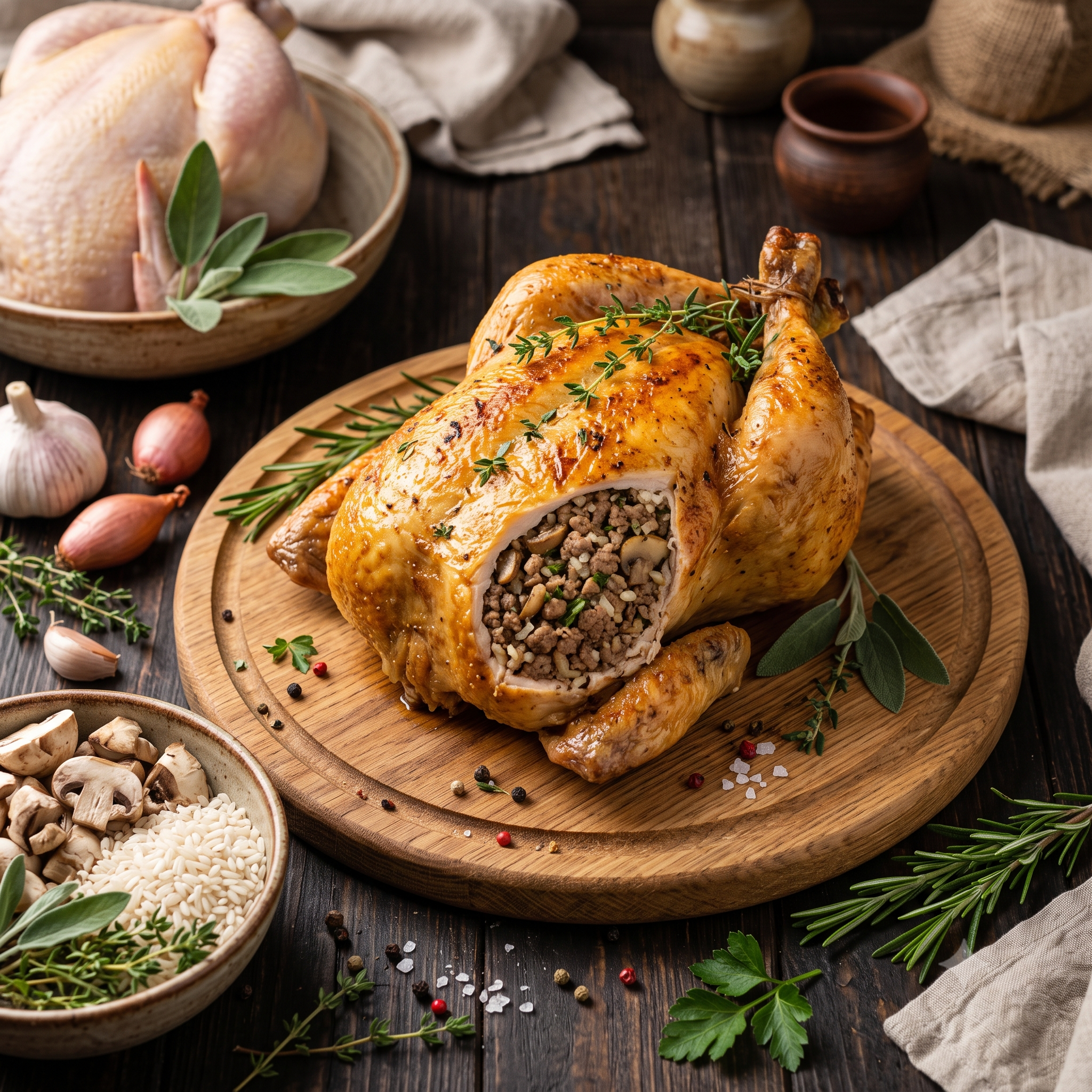 Găină umplută